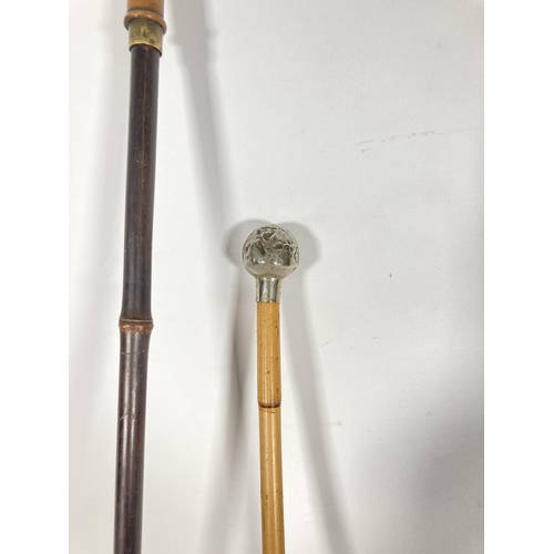 61 - Two items, one Kings Shropshire light infantry swagger stick and one bamboo 12