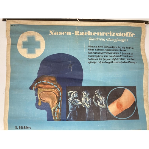 90 - A pre WWII German Blue Cross air raid gas attack information poster dated 1936 - approx. 120.5cm x 8... 