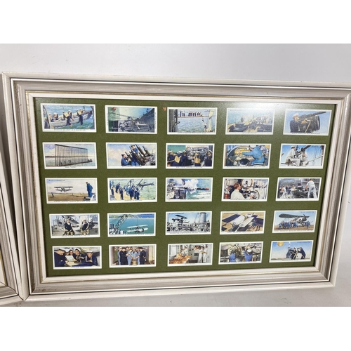 91 - Two framed sets of Wills's Royal Navy cigarette cards - 50 cards in total