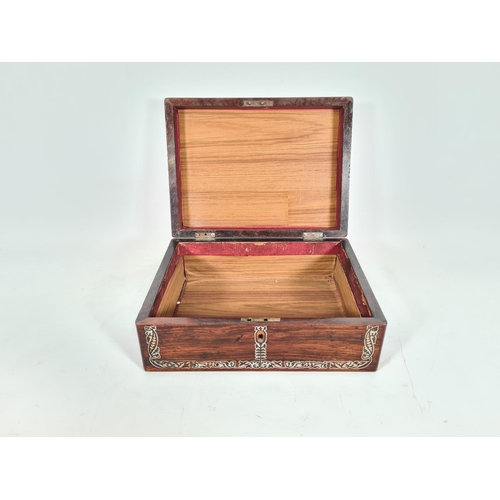 161 - An 19th century rosewood workbox with mother of pearl inlay - approx. 12cm high x 30cm wide x 23cm d... 