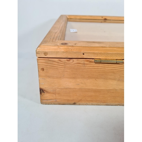 162 - A pine countertop display cabinet - approx. 23cm high x 79.5cm wide x 48cm deep