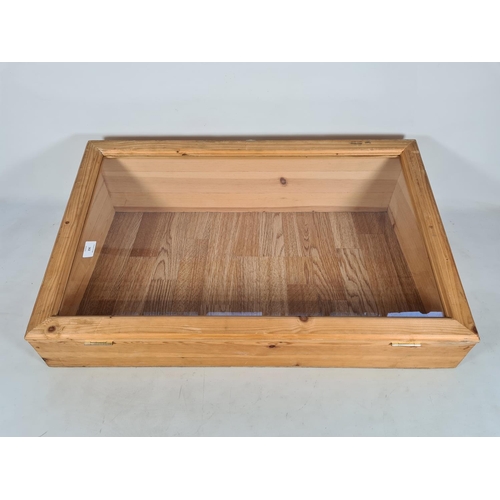 162 - A pine countertop display cabinet - approx. 23cm high x 79.5cm wide x 48cm deep