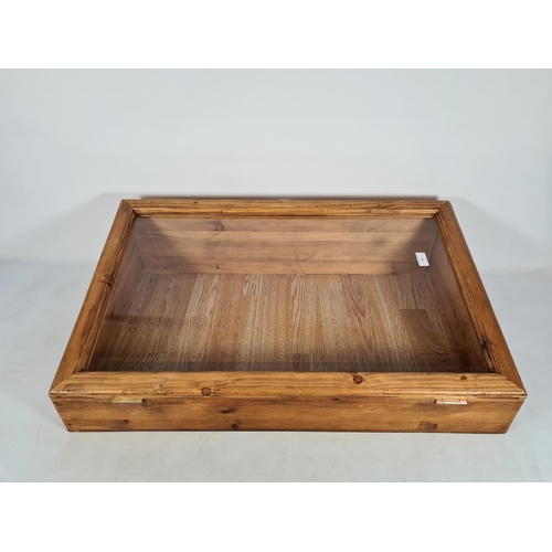 163 - A pine countertop display cabinet - approx. 23cm high x 79.5cm wide x 48cm deep