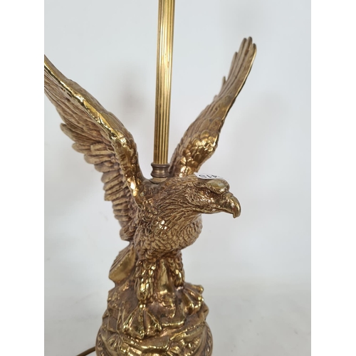 175 - An American style brass coloured eagle table lamp - approx. 53cm high