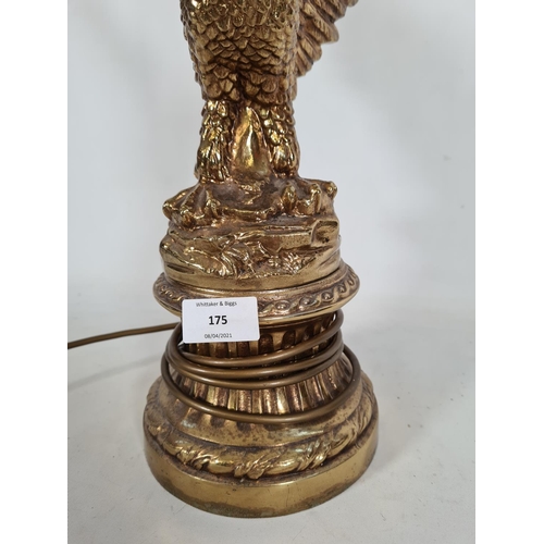 175 - An American style brass coloured eagle table lamp - approx. 53cm high