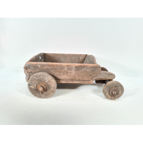 220 - A scratch built wooden cart - approx. 20cm high x 56cm wide x 30cm deep