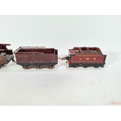 222 - A scratchbuilt 'O' gauge locomotive and tender together with a Hornby 'O' gauge LMS tender in brown ... 