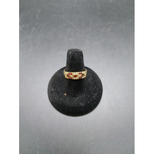 102 - A Portuguese 800 grade gold garnet and CZ ring, size Q - approx. gross weight 4.5 grams