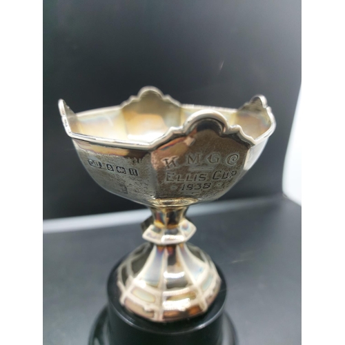 119 - A hallmarked Birmingham silver trophy for the K.M.G.C. Ellis Cup in 1938, dated 1932 - approx. gross... 