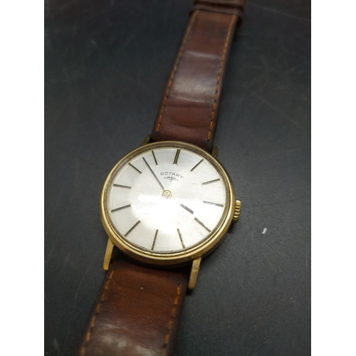 130 - Two items, one Rotary gold plated mens wrist watch with brown leather strap and one hallmarked sterl... 