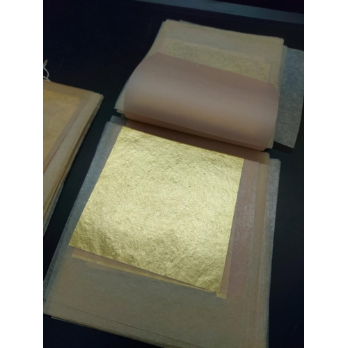 138 - Approx. fifty sheets of 23.5ct yellow gold leaf transfers - approx. 8cm x 8cm