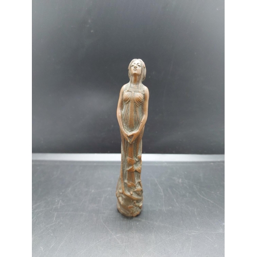 141 - An Art Nouveau bronze miniature figurine - approx. 13.5cm high