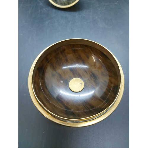 142 - A vintage faux tortoise shell and brass lidded trinket dish