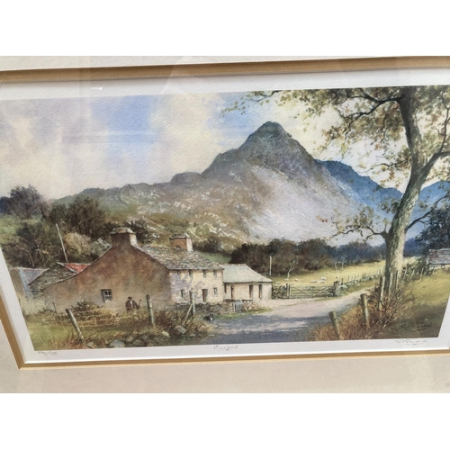 1313 - A large quantity of pictures and prints to include two landscape watercolours by Gordon Wilkinson