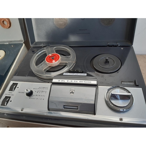 1008A - Two vintage reel to reel tape recorders, one late 1960s Grundig TK145 de luxe and one early 1960s St... 