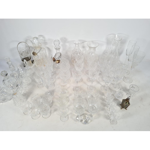 133 - Fifty eight pieces of assorted glassware to include Stuart crystal 27cm vase, pair of Stuart brandy ... 