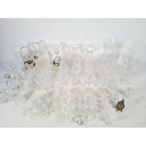 133 - Fifty eight pieces of assorted glassware to include Stuart crystal 27cm vase, pair of Stuart brandy ... 