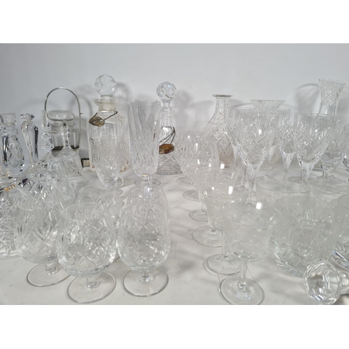 133 - Fifty eight pieces of assorted glassware to include Stuart crystal 27cm vase, pair of Stuart brandy ... 