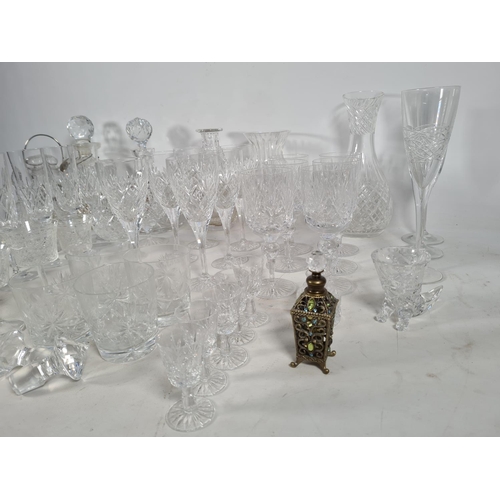 133 - Fifty eight pieces of assorted glassware to include Stuart crystal 27cm vase, pair of Stuart brandy ... 