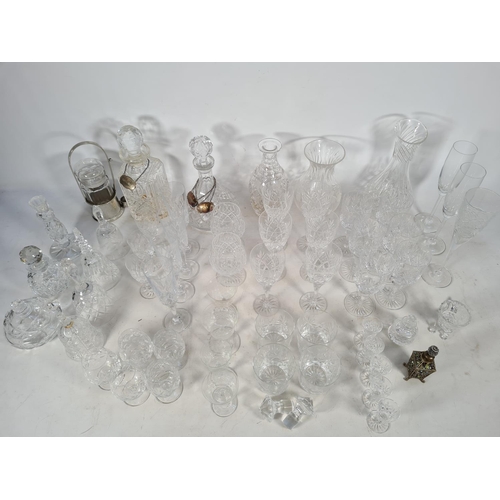 133 - Fifty eight pieces of assorted glassware to include Stuart crystal 27cm vase, pair of Stuart brandy ... 