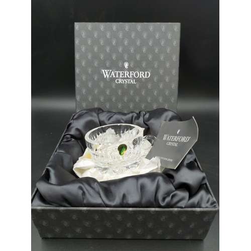 106 - A Waterford Crystal three piece shaving set comprising brush, razor and shaving mug with original so... 