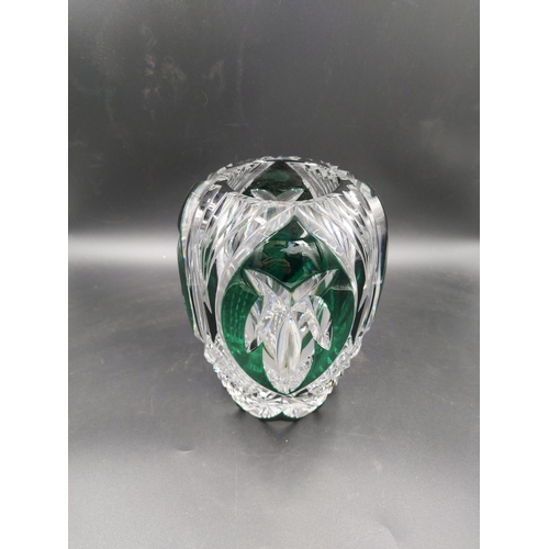 83 - A Val St. Lambert emerald green crystal glass vase - approx. 20.5cm high