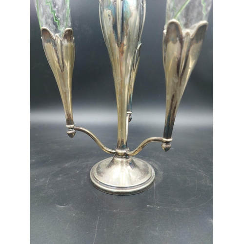 99 - An early 20th century silver plate and glass four branch epergne - approx. 34.5cm high