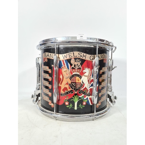 A British Army Welsh Guards marching snare drum emblazoned