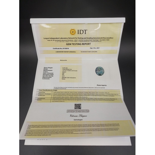 100 - An IDT certified 6.44ct moissanite diamond gemstone