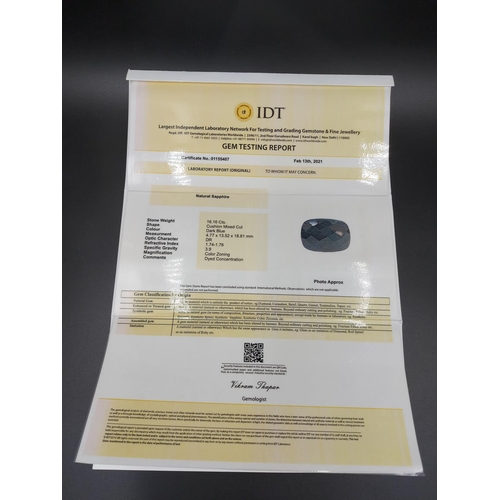 107 - An IDT certified 16ct natural blue sapphire gemstone