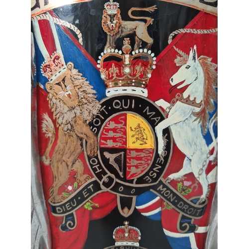 69 - A British Army Grenadier Guards marching snare drum by Premier emblazoned with battle honours - appr... 