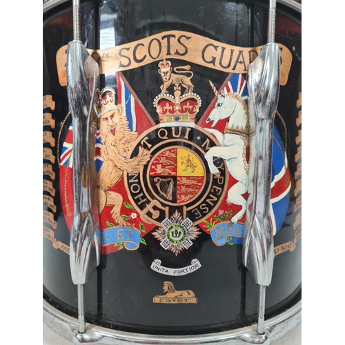 70 - A British Army Scots Guards marching snare drum emblazoned with battle honours - approx. 14