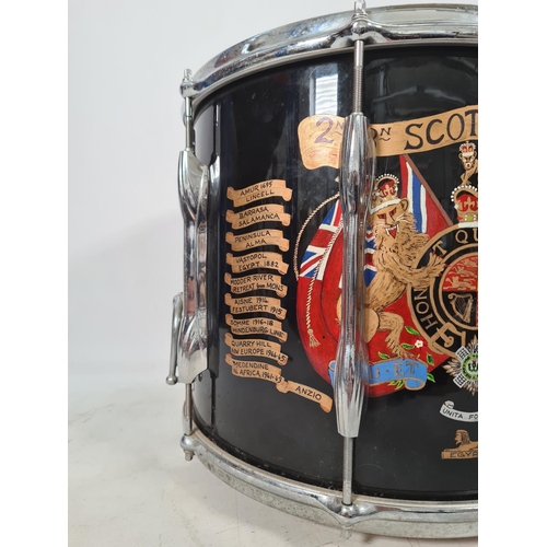 70 - A British Army Scots Guards marching snare drum emblazoned with battle honours - approx. 14