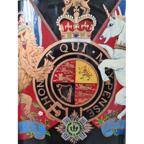 70 - A British Army Scots Guards marching snare drum emblazoned with battle honours - approx. 14