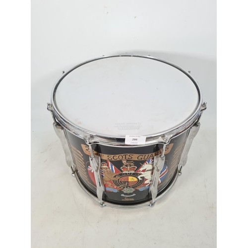 70 - A British Army Scots Guards marching snare drum emblazoned with battle honours - approx. 14