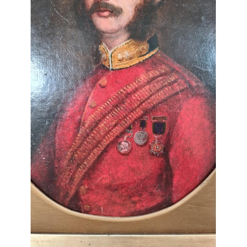 82A - A 19th century portrait oil on canvas depicting a captain of the Grenadier Guards Regiment wearing s... 