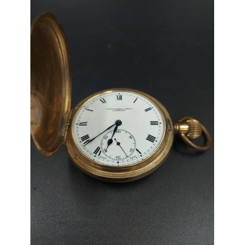 180 - A Thomas Russell & Son of Liverpool gold plated full hunter pocket watch