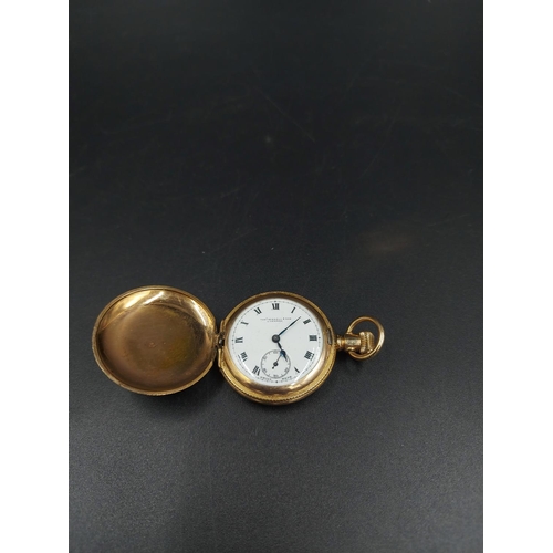 184 - Three ladies pocket watches, one gold plated Thomas Russell & Son full hunter with etched case, one ... 