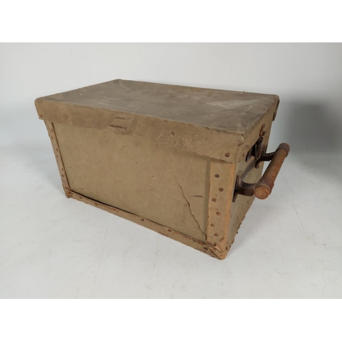 59 - Three items, one WWII German Luftwaffe pressed paper 3.7 flak ammunition box - approx. 22cm high x 2... 