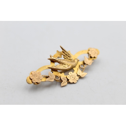 115 - A 15ct swallow bird motif brooch - approx. gross weight 4 grams