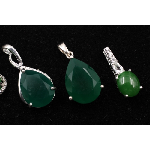 127 - Five 925 sterling silver pendants to include chrysoprase, jade, eilat stone - approx. gross combined... 