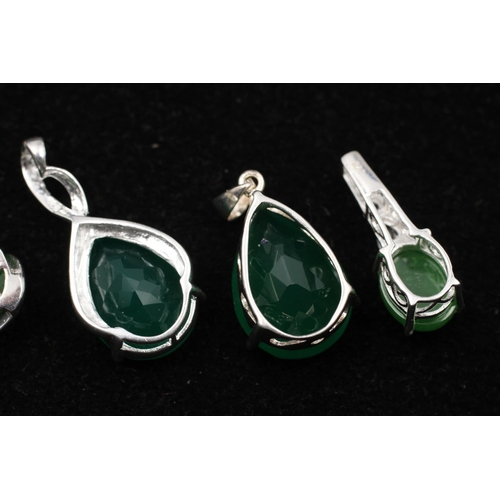 127 - Five 925 sterling silver pendants to include chrysoprase, jade, eilat stone - approx. gross combined... 