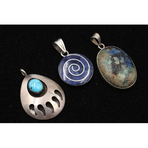 128 - Six 925 sterling silver pendants to include Navajo, Lapis, Statement etc. - approx. gross combined w... 