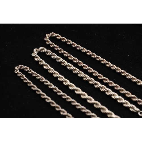 133 - Three various 925 silver rope chains - approx. gross combined weight 28 grams