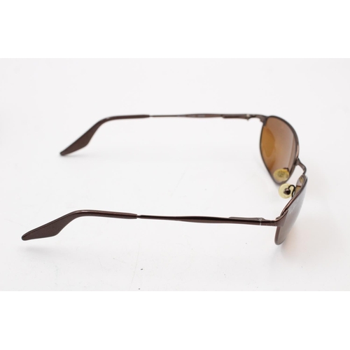 355 - A pair of Ray-Ban brown framed sports style sunglasses with original case