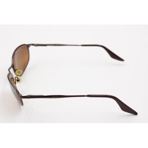 355 - A pair of Ray-Ban brown framed sports style sunglasses with original case