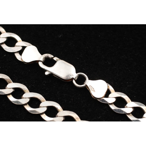 140 - A 925 sterling silver necklace with flat curb links - approx. 56cm long and gross weight 27 grams