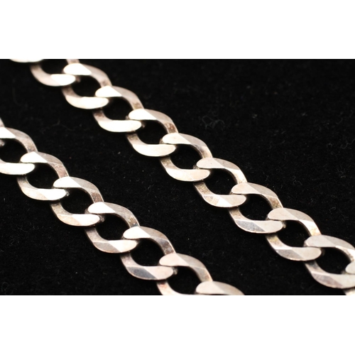 140 - A 925 sterling silver necklace with flat curb links - approx. 56cm long and gross weight 27 grams