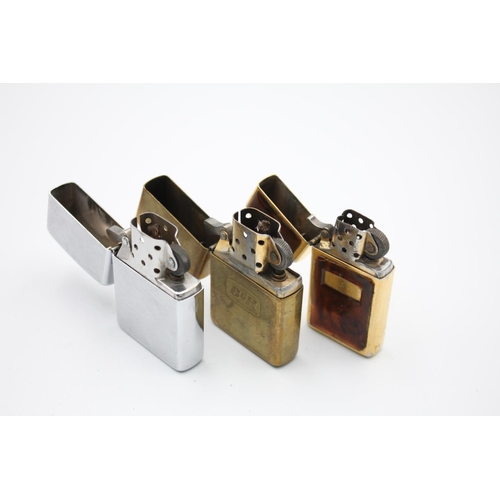 351 - Three various Zippo cigarette lighters