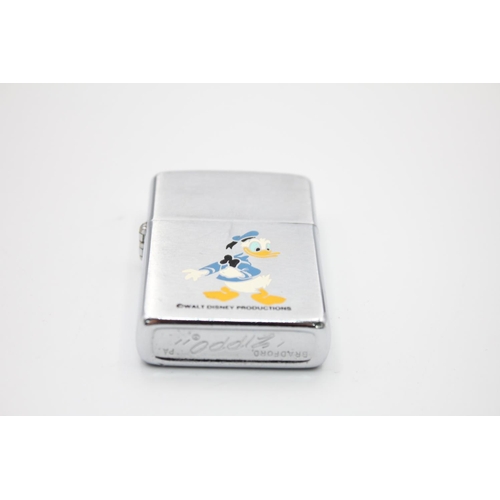 352 - A Zippo brushed steel Disney Donald Duck cigarette lighter